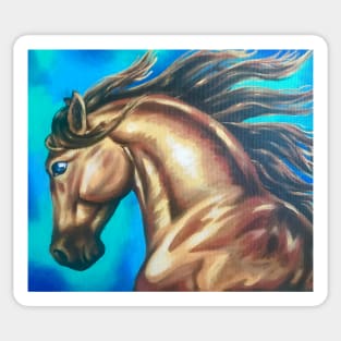 Wild Golden Horse Painting Sticker